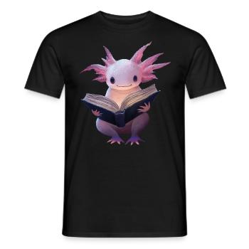 Axolotl liest Buch - Männer T-Shirt - Schwarz - Vorne - AI Model Male 178 light (178cm)