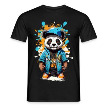 Panda Bear - Men's T-Shirt - black - Front - AI Model Male 178 light (178cm)