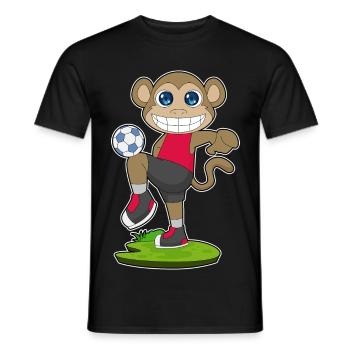 Joueur de football singe Soccer - T-shirt homme - noir - Devant - AI Model Male 178 light (178cm)