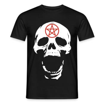 Crâne blanc et pentagramme rouge - T-shirt homme - noir - Devant - AI Model Male 178 light (178cm)