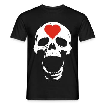 The White Skull and the Heart - Men's T-Shirt - black - Front - AI Model Male 178 light (178cm)