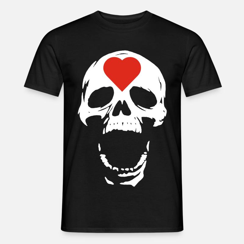Der weiße Schädel und das Herz - Männer T-Shirt - Schwarz
