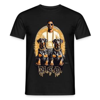 Rapper with Dobermans - Men's T-Shirt - black - Front - AI Model Male 178 light (178cm)