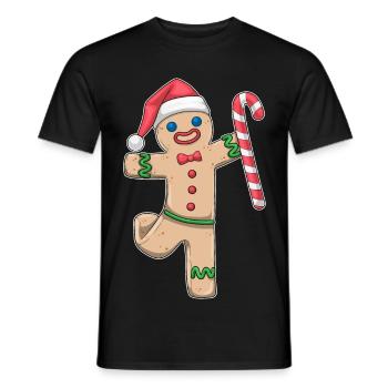 Lebkuchenmann Weihnachten Zuckerstange - Männer T-Shirt - Schwarz - Vorne - AI Model Male 178 light (178cm)