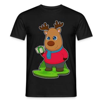 Forfait de Noël renne - T-shirt homme - noir - Devant - AI Model Male 178 light (178cm)