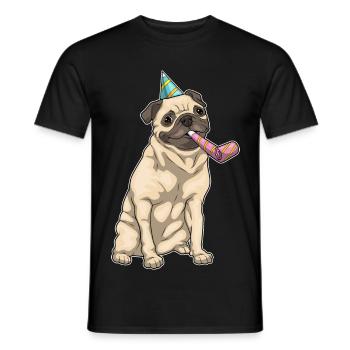 Mops Geburtstag Tröte - Männer T-Shirt - Schwarz - Vorne - AI Model Male 178 light (178cm)