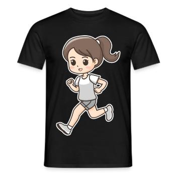 Läuferin Comic Look - Männer T-Shirt - Schwarz - Vorne - AI Model Male 178 light (178cm)