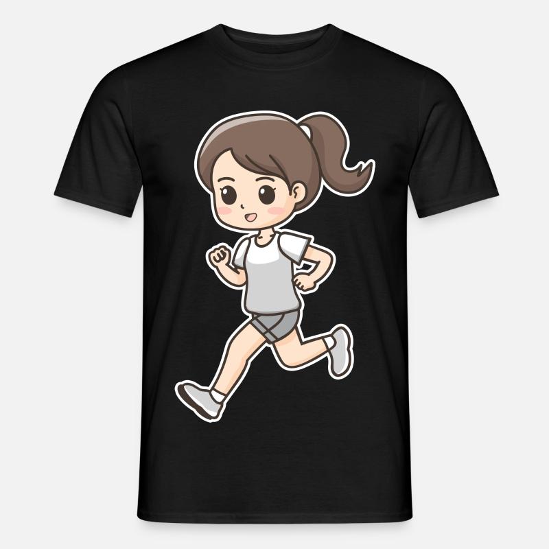 Läuferin Comic Look - Männer T-Shirt - Schwarz