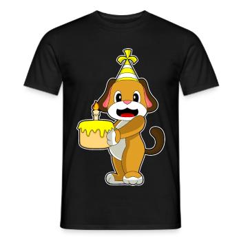 Gâteau d’anniversaire de chien - T-shirt homme - noir - Devant - AI Model Male 178 light (178cm)