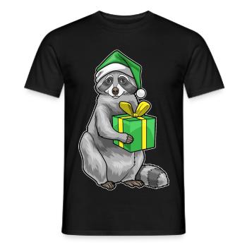 Forfait Noël raton laveur - T-shirt homme - noir - Devant - AI Model Male 178 light (178cm)