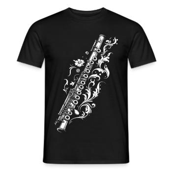 Dessin de flûte traversière - T-shirt homme - noir - Devant - AI Model Male 178 light (178cm)