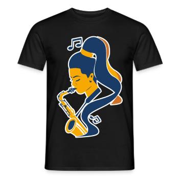 Saxophonspielerin Comic Look - Männer T-Shirt - Schwarz - Vorne - AI Model Male 178 light (178cm)