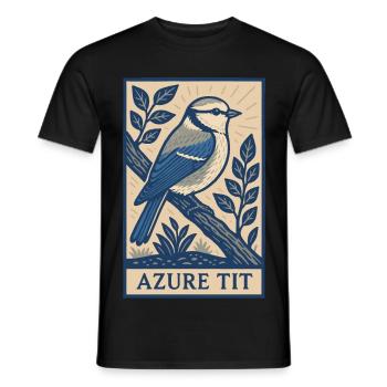 Retro Azure Tit Bird Poster for Birders & Nature L - Men's T-Shirt - black - Front - AI Model Male 178 light (178cm)