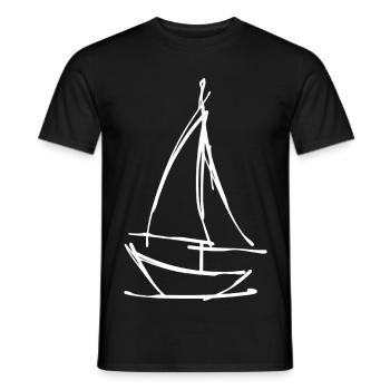 Sailboat Drawing – Abstract Maritime Motif - Men's T-Shirt - black - Front - AI Model Male 178 light (178cm)