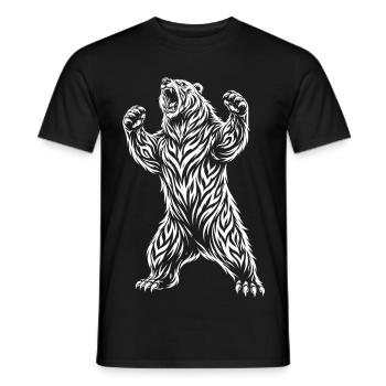 Tribal Polar Bear – Wild Bear Motif - Men's T-Shirt - black - Front - AI Model Male 178 light (178cm)