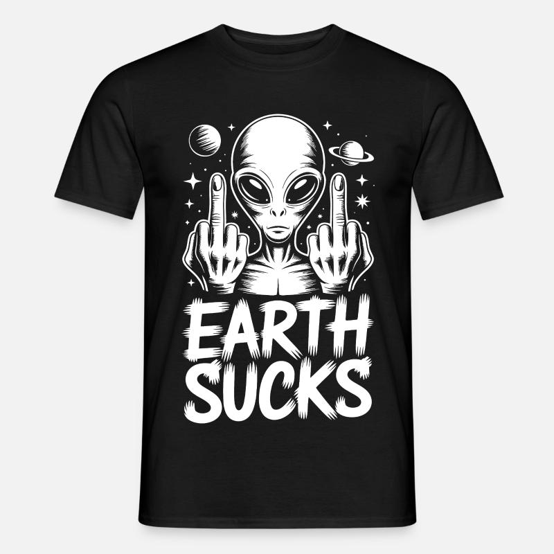 Alien Stinkefinger - Männer T-Shirt - Schwarz