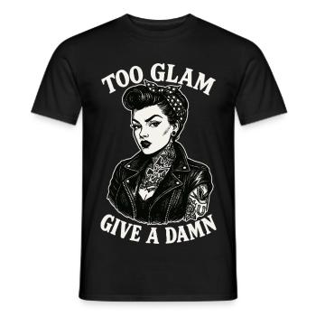 Pin-Up Girl: Too Glam to Give a Damn Biker - Men's T-Shirt - black - Front - AI Model Male 178 light (178cm)