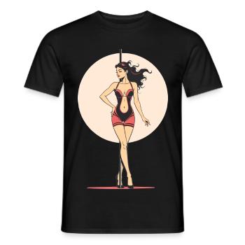 Sexy Pole Dance Silhouette – Erotische Kunst - Männer T-Shirt - Schwarz - Vorne - AI Model Male 178 light (178cm)