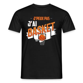"J'peux pas j'ai basket" t-shirt humour basketball - T-shirt homme - noir - Devant - AI Model Male 178 light (178cm)