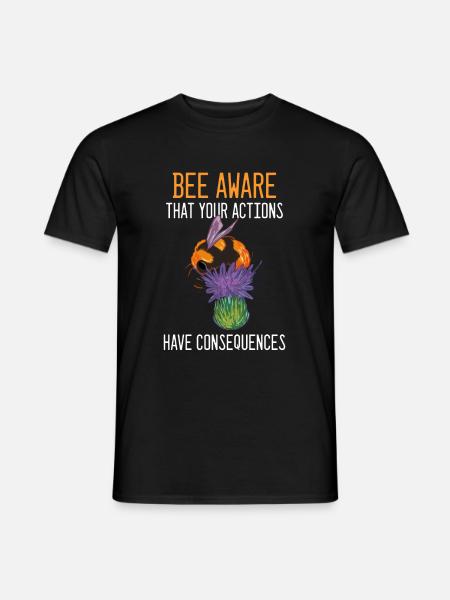 Bee Aware Naturliebhaber Geschenk - Männer T-Shirt - Schwarz