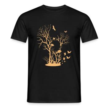 Cadeau d'amant de nature de forêt de cerf d'oiseau - T-shirt homme - noir - Devant - AI Model Male 178 light (178cm)