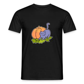 Katzen-Kürbis Halloween Katzen-Inhaber Geschenk - Männer T-Shirt - Schwarz - Vorne - AI Model Male 178 light (178cm)