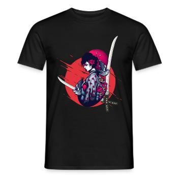 gothik manga anime kriegerin samurai japan girl - Männer T-Shirt - Schwarz - Vorne - AI Model Male 178 light (178cm)