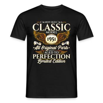 Vintage 1951 Anniversaire Vintage Cadeau Hommes - T-shirt homme - noir - Devant - AI Model Male 178 light (178cm)