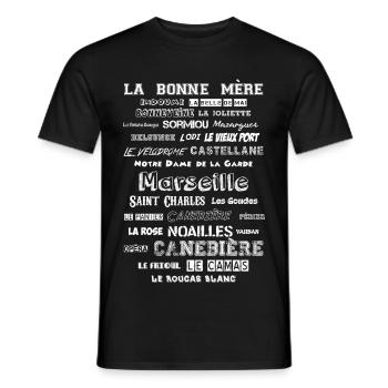 MARSEILLE QUARTIERS-Blanc - T-shirt homme - noir - Devant - AI Model Male 178 light (178cm)