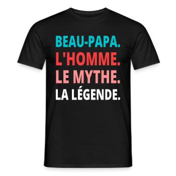 T shirt beau papa humour beau-père cadeau. - T-shirt homme - noir - Devant - AI Model Male 178 light (178cm)