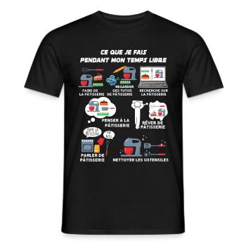 Pâtisserie passion. Cadeau métier pâtissier - T-shirt homme - noir - Devant - AI Model Male 178 light (178cm)