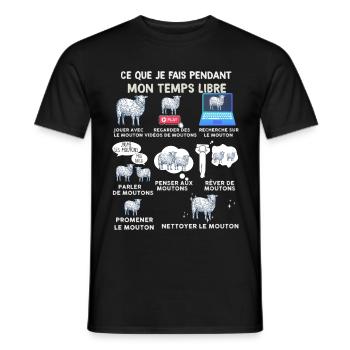 Mouton passion élevage cadeau homme et femme - T-shirt homme - noir - Devant - AI Model Male 178 light (178cm)