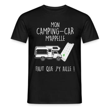 Homme camping-car. humour appel de camping-car - T-shirt homme - noir - Devant - AI Model Male 178 light (178cm)