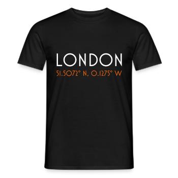London England minimalist coordinates - Men's T-Shirt - black - Front - AI Model Male 178 light (178cm)