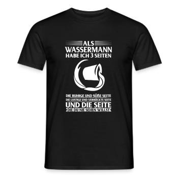 Als WASSERMANN habe ich 3 Seiten... Sternzeichen - Männer T-Shirt - Schwarz - Vorne - AI Model Male 178 light (178cm)