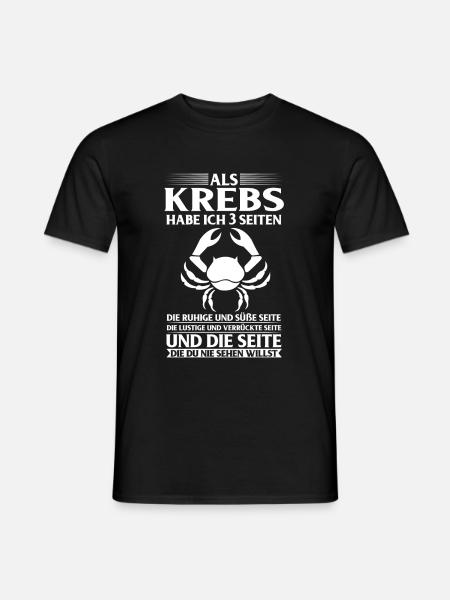 Als KREBS habe ich 3 Seiten... Sternzeichen - Männer T-Shirt - Schwarz