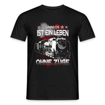 Railroad - meaningless is a life without trains - Men's T-Shirt - black - Front - AI Model Male 178 light (178cm)