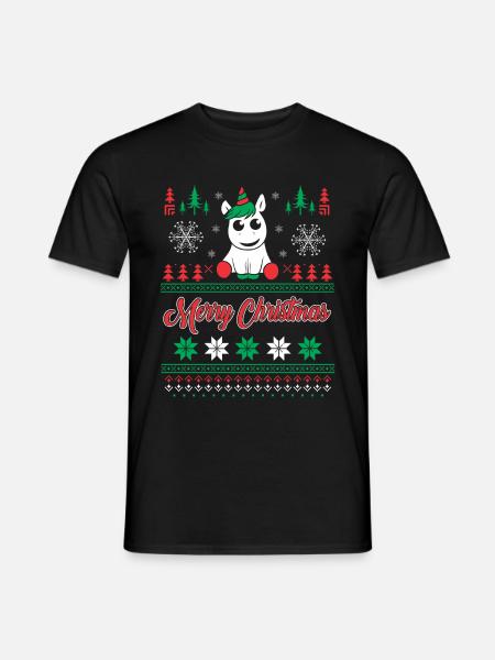 Einhorn Ugly Christmas Sweater - Männer T-Shirt - Schwarz