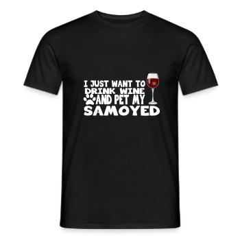 drink wine and pet my samoyed - Men's T-Shirt - black - Front - AI Model Male 178 light (178cm)