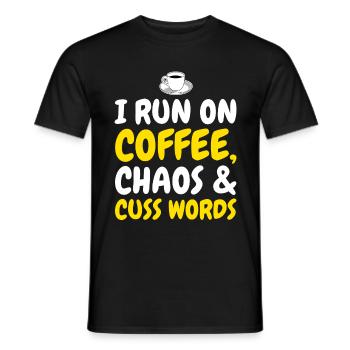 café et café mots jurent de vêtements - T-shirt homme - noir - Devant - AI Model Male 178 light (178cm)