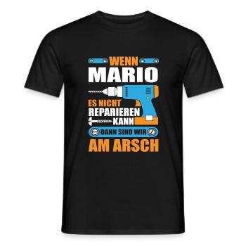 MARIO Name Geschenk Reparatur reparieren - Männer T-Shirt - Schwarz - Vorne - AI Model Male 178 light (178cm)