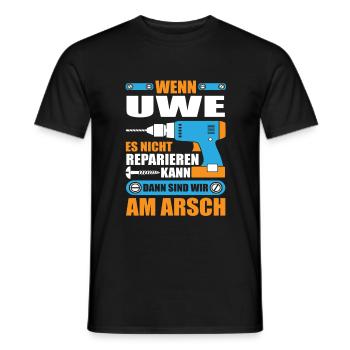 Uwe Name Geschenk Reparatur reparieren - Männer T-Shirt - Schwarz - Vorne - AI Model Male 178 light (178cm)