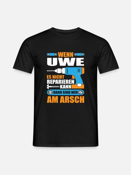 Uwe Name Geschenk Reparatur reparieren - Männer T-Shirt - Schwarz