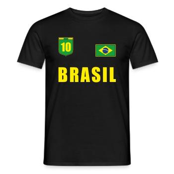 Brazil Brazilian flag jersey football - Men's T-Shirt - black - Front - AI Model Male 178 light (178cm)