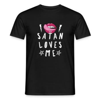Satanic Lips Satan m'aime Pentagram athée - T-shirt homme - noir - Devant - AI Model Male 178 light (178cm)