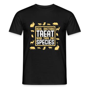 REAL DOCTORS TREAT MORE THAN ONE SPECIES - Men's T-Shirt - black - Front - AI Model Male 178 light (178cm)