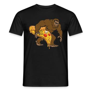 Pizza is also loved by creatures - Men's T-Shirt - black - Front - AI Model Male 178 light (178cm)
