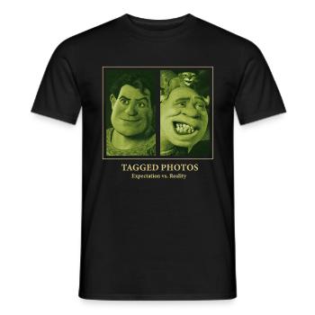 Shrek Design Expectation Vs. Reality Photos - Men's T-Shirt - black - Front - AI Model Male 178 light (178cm)