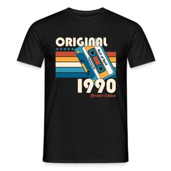 35ème anniversaire cadeau mari cassette avril 1990 - T-shirt homme - noir - Devant - AI Model Male 178 light (178cm)