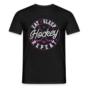 Hockey Food Sleeping Ice Hockey Saying - Men's T-Shirt - black - Front - AI Model Male 178 light (178cm)